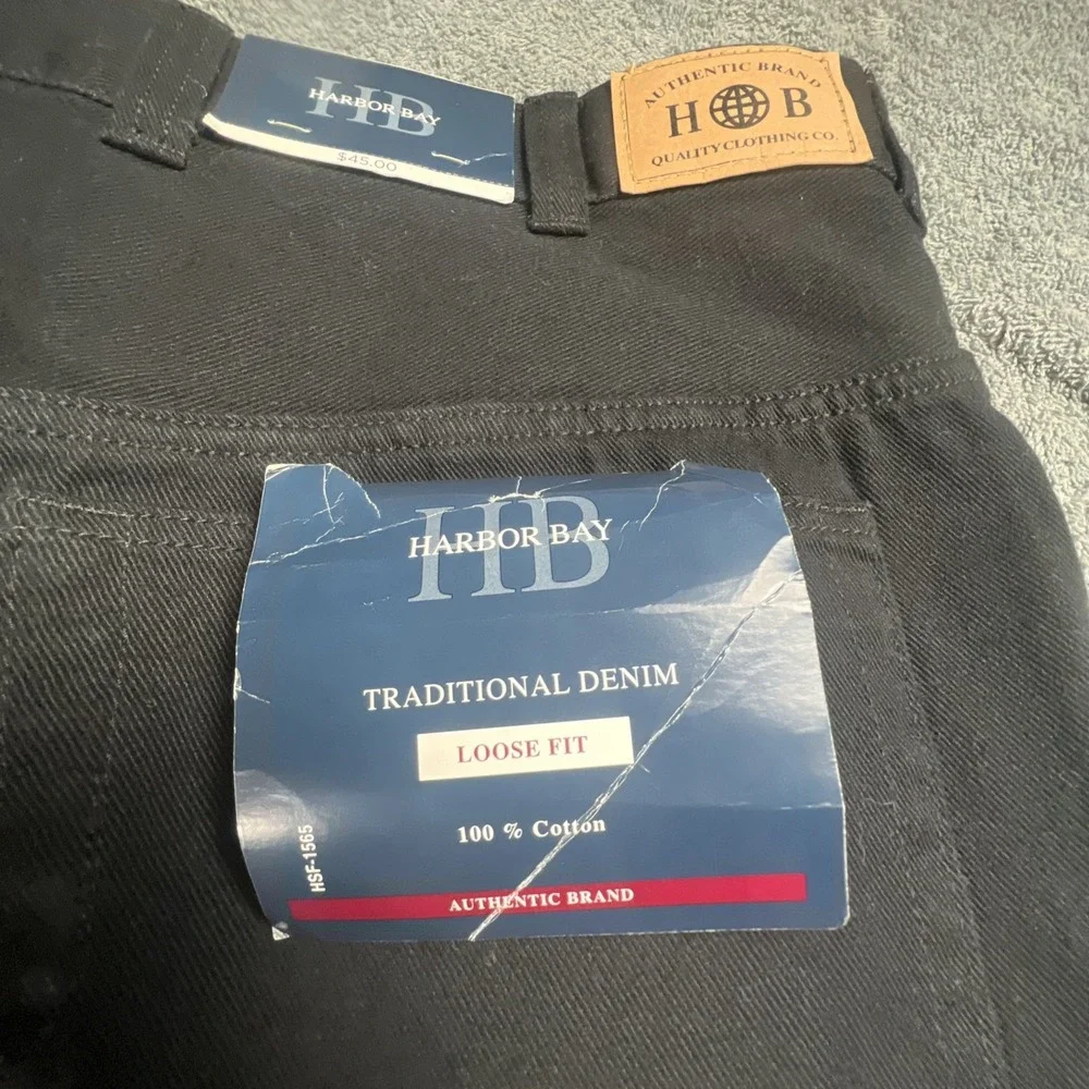 Harbor Bay Jeans Mens‎ 42x36 Black Loose Fit Big & Tall 100% Cotton Baggy Y2K